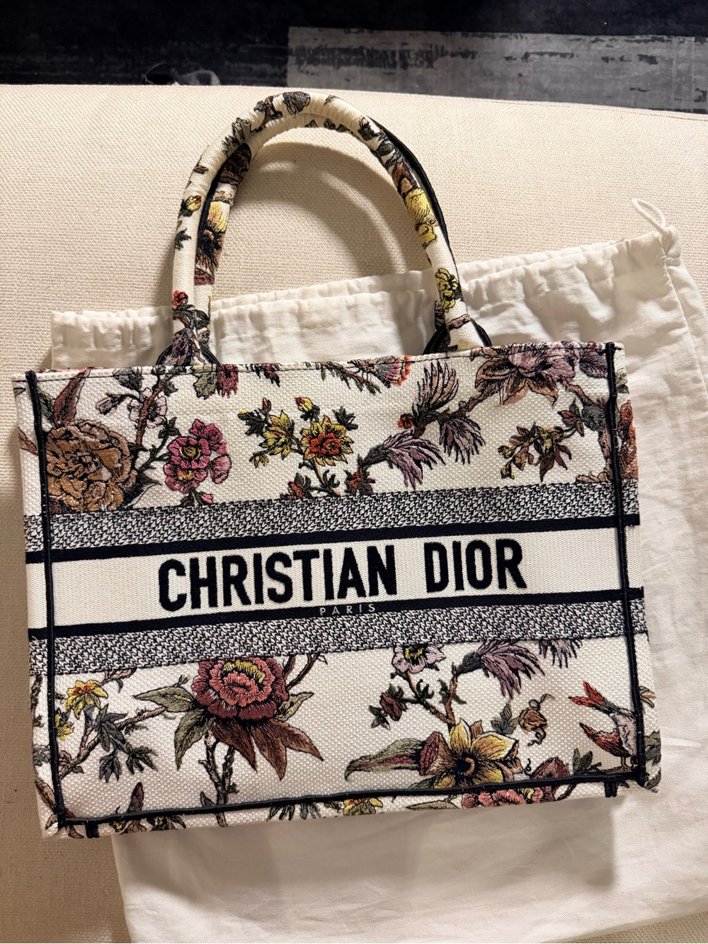 Dior limited edition medium jardin botanique floral canvas book tote